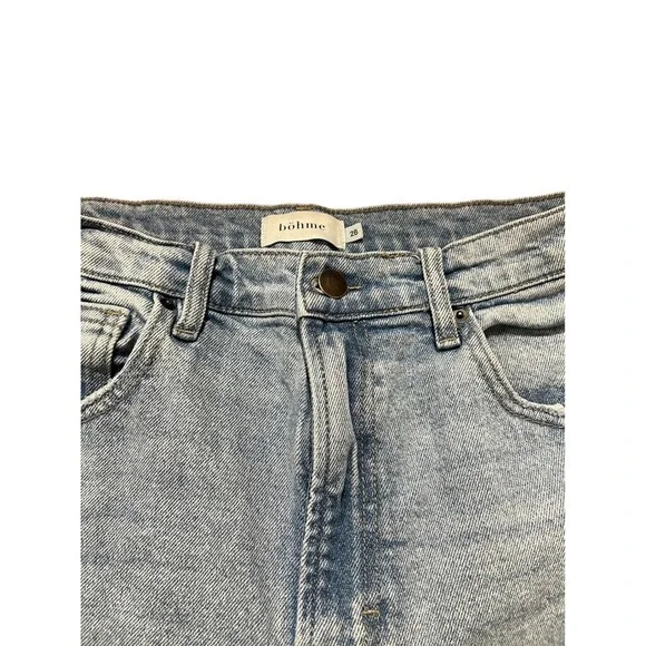 Bohme Women's Size 28 Light Wash High Rise Distressed Wide Leg Jeans - Picture 3 of 6
